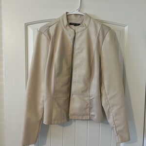 Baccini Women's Cream Leather Jacket